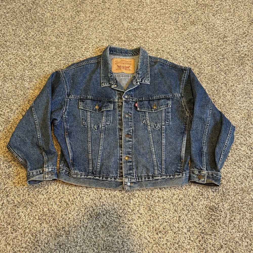 Vintage Levis Denim Trucker Jacket Men L Blue 70598 4897 Type III USA Made 90s